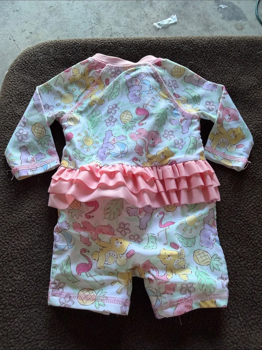 Care Bears Pink Pastel Printed Long-Sleeve Swim Suit